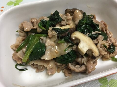 豚肉とほうれん草のバタぽん炒め